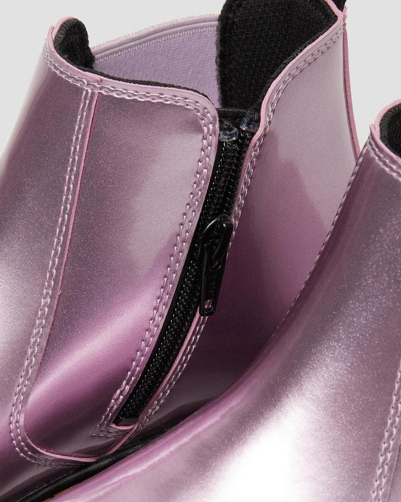 Kids' Dr Martens Youth 2976 Metallic Chelsea Boots Pink | AU 670LIS